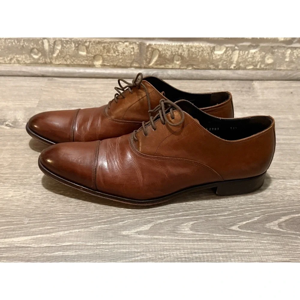 To Boot New York Oxford Mens 11.5 Brown Good Cap Toe Leather Made in Italy